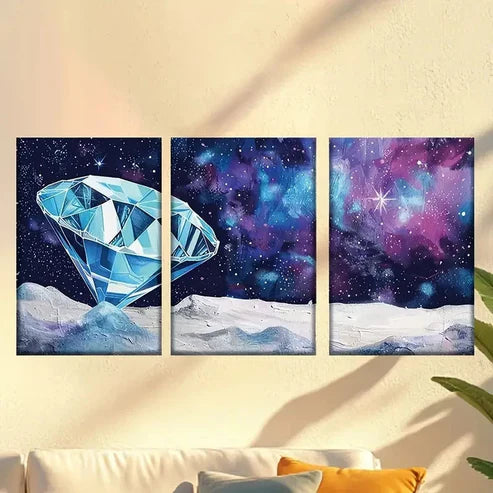 3pcs Diamonds under the stars Wall Art Set Canvas Unframed - High Quality Print 100% Australian Made Wall Canvas