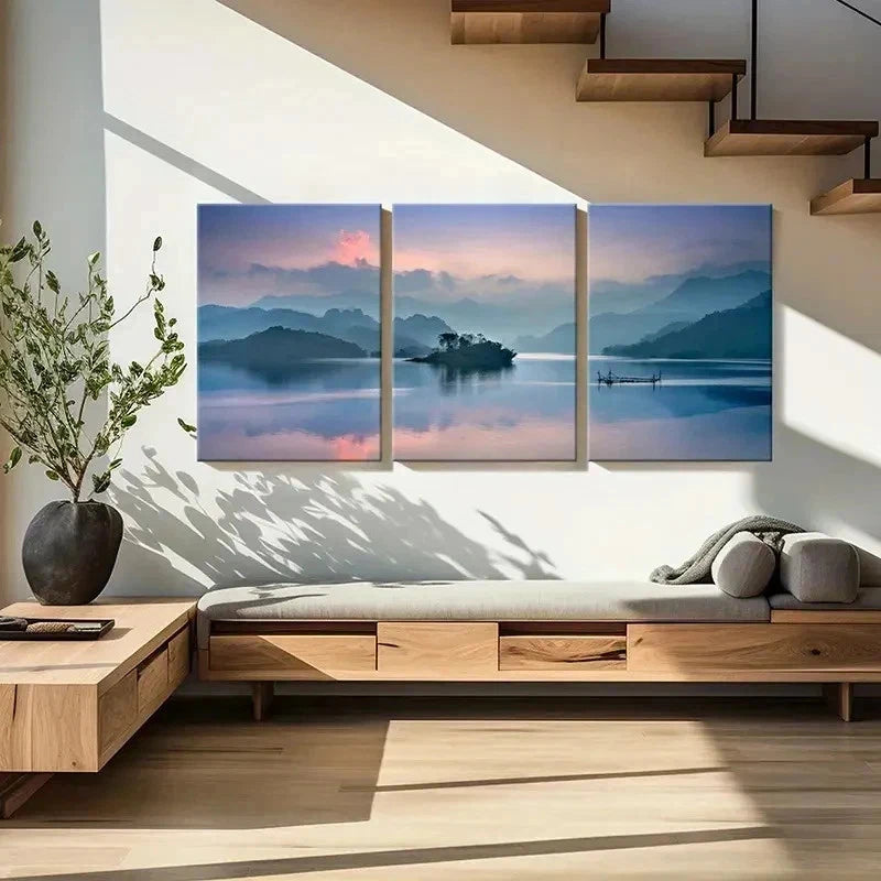 3pcs Lake Forest And Mountain Decoration Wall Art Set Canvas Framed 40x60cm - High Quality Print 100% Australian Made Wall Canvas Ready to Hang