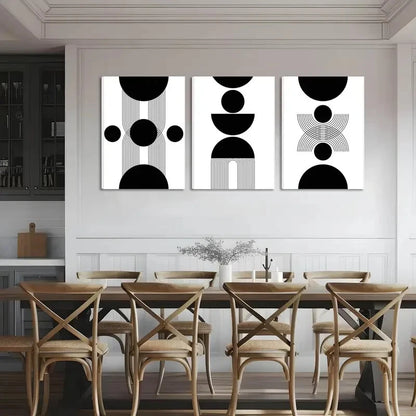 3pcs Black and White Minimalist Abstract  Metal Print Ready to Hang Art