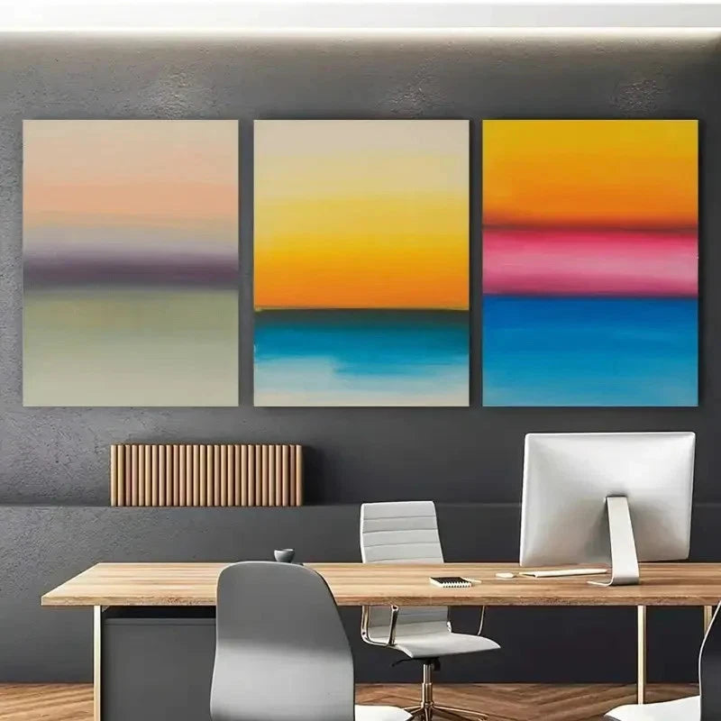 3pcs Minimalist Design in Pastel & Vibrant Hues Metal Print Ready to Hang Art
