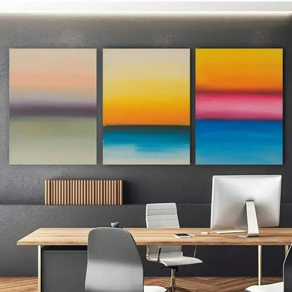 3pcs Minimalist Design in Pastel & Vibrant Hues Metal Print Ready to Hang Art
