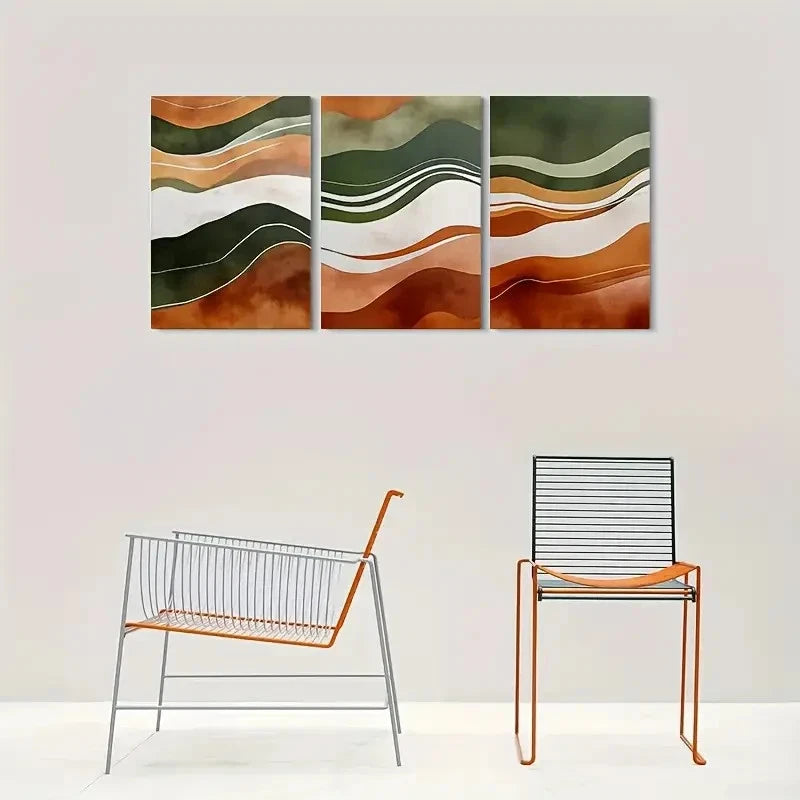 3pcs Abstract Wave Patterns Triptych Metal Print Ready to Hang Art