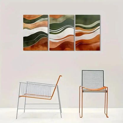 3pcs Abstract Wave Patterns Triptych Metal Print Ready to Hang Art