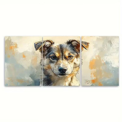 3pcs Dog Portrait Watercolor Painting Metal Print Ready to Hang Art