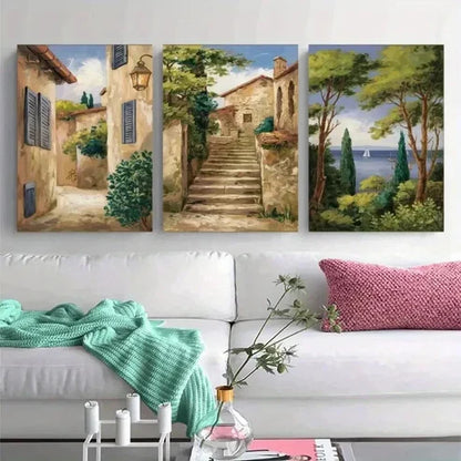 3pcs Mediterranean Canvas Wall Art Canvas Unframed - High Quality Print 100% Australian Made Wall Canvas