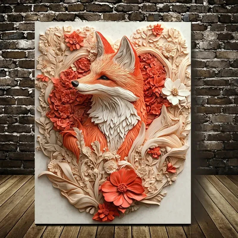 Beautiful Magical Fox Measuring Painting  40x60cm Metal Print Ready to Han