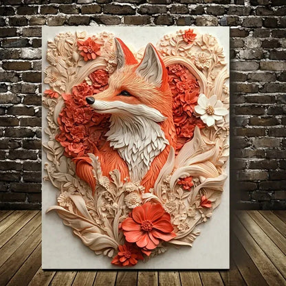 Beautiful Magical Fox Measuring Painting  40x60cm Metal Print Ready to Han