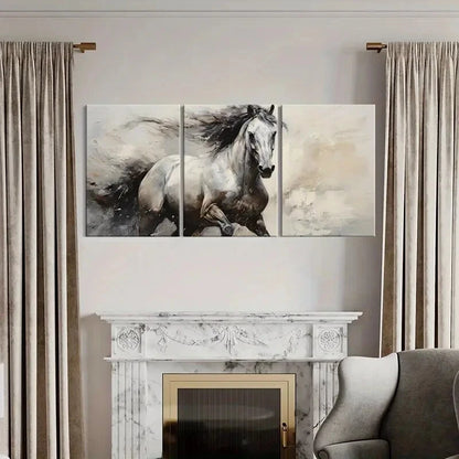 3pcs Elegant Horse Art Abstract Painting Metal Print Ready to Hang Art