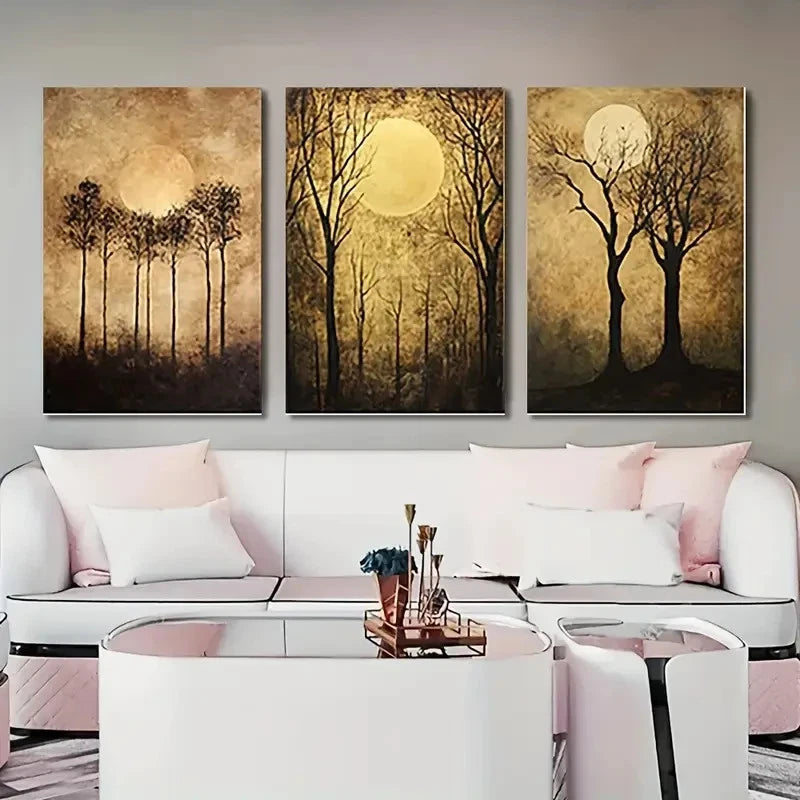 3pcs Vintage Cottagecore Nocturne  Wall Art Canvas Framed 40x60cm - High Quality Print 100% Australian Made Wall Canvas Ready to Hang