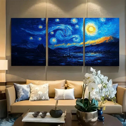 3pcs Starry Night Style Frida Van Gogh Dali Metal Print Ready to Hang Art