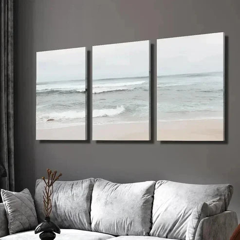 3pcs Sunrise Ocean Waves Beach Landscape Wall  Art Set Canvas Unframed - High Quality Print 100% Australian Made Wall Canvas