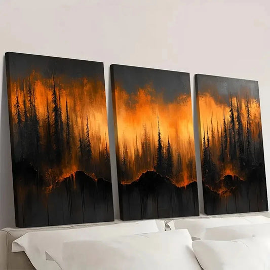 3pcs Brown & Black Textured Minimalist  BB     Wall Art Set Canvas Framed 50x70cm - High Quality Print 100% Australian Made Wall Canvas Ready to Hang