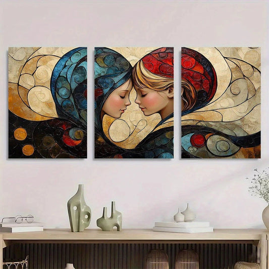 3pcs Abstract Floral Design Youngsters Metal Print Ready to Hang Art