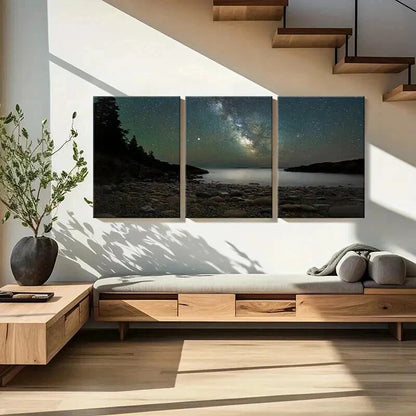 3pcs Starry Sky & Milky Way Night Scene Wall Art Set Canvas Framed 40x60cm - High Quality Print 100% Australian Made Wall Canvas Ready to Hang