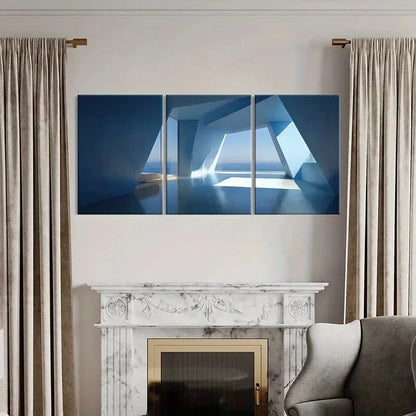 3pcs Abstract Architecture Geometric Shapes Metal Print Ready to Hang Art