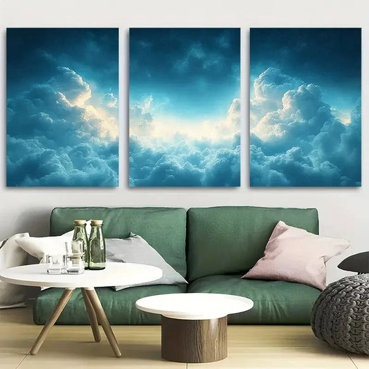 3pcs Minimalist Moody Cloud Metal Print Ready to Hang Art