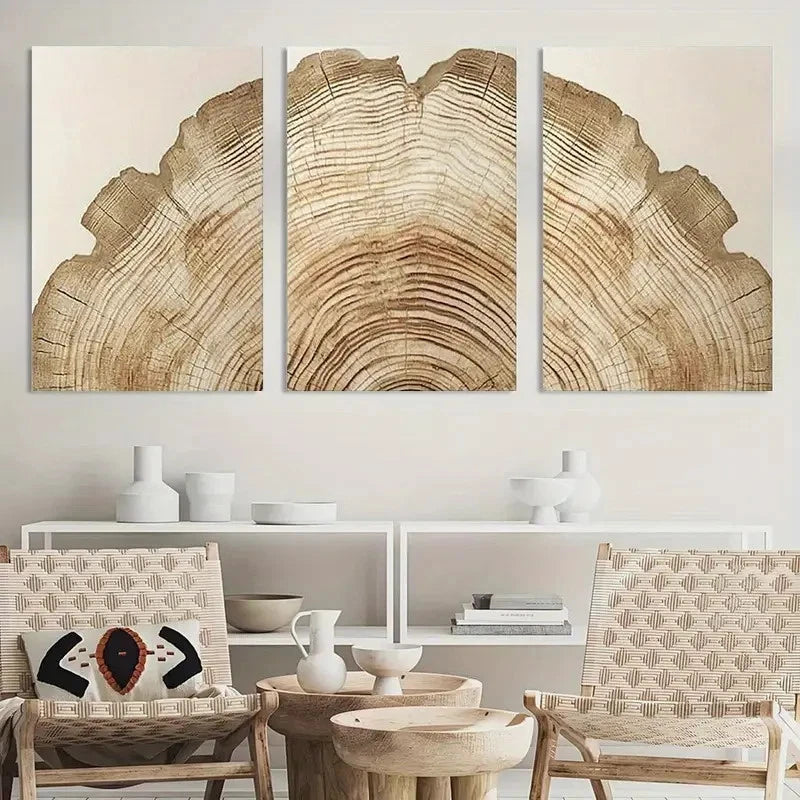 3pcs Tree Ring Wall Art Abstract Nature Metal Print Ready to Hang Art