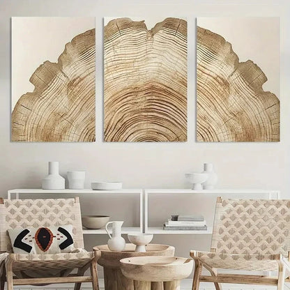 3pcs Tree Ring Wall Art Abstract Nature Metal Print Ready to Hang Art