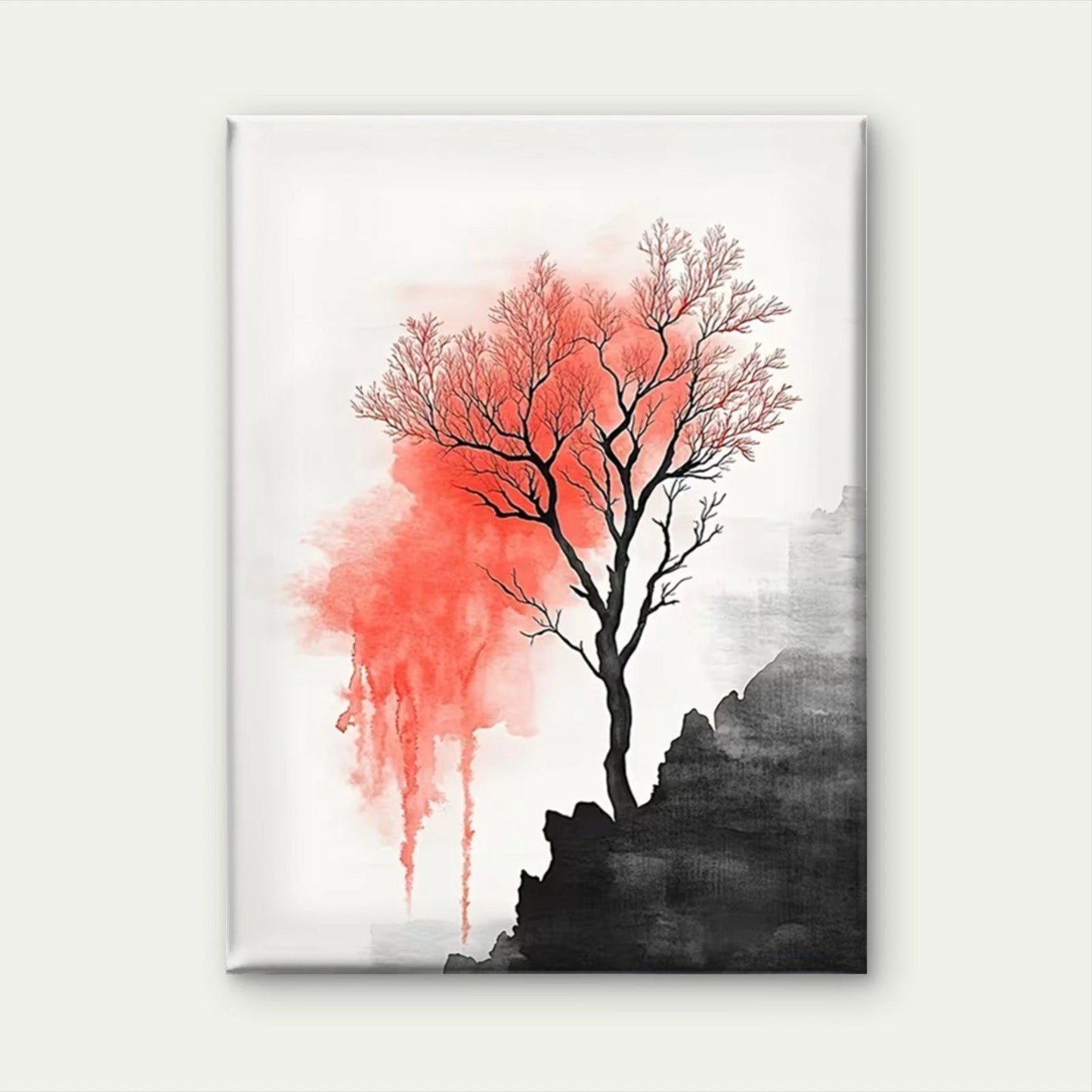 Watercolor Red Coral Ocean-Inspired 60x90cm Metal Print Ready to Hang