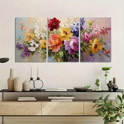3pcs Cardinals on White Daisies Modern Art Metal Print Ready to Hang Art