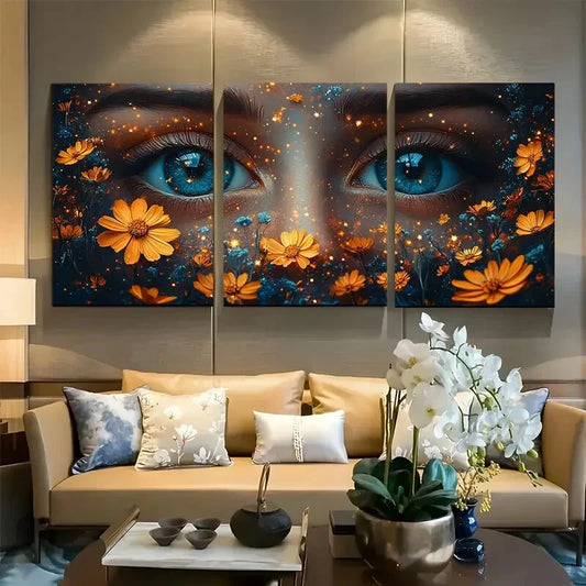 3pcs Flower Astronaut Design Metal Print Ready to Hang Art