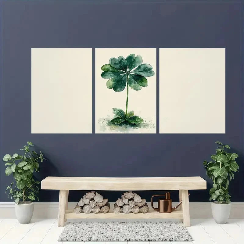 3pcs St. Patrick's Day Shamrock Watercolor Art Metal Print Ready to Hang Art