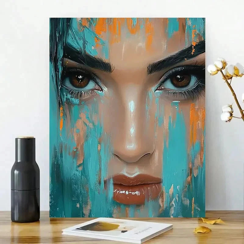 Beautiful Portrait Painting Thick Brush Strokes 40x60cm Metal Print Ready to Hang