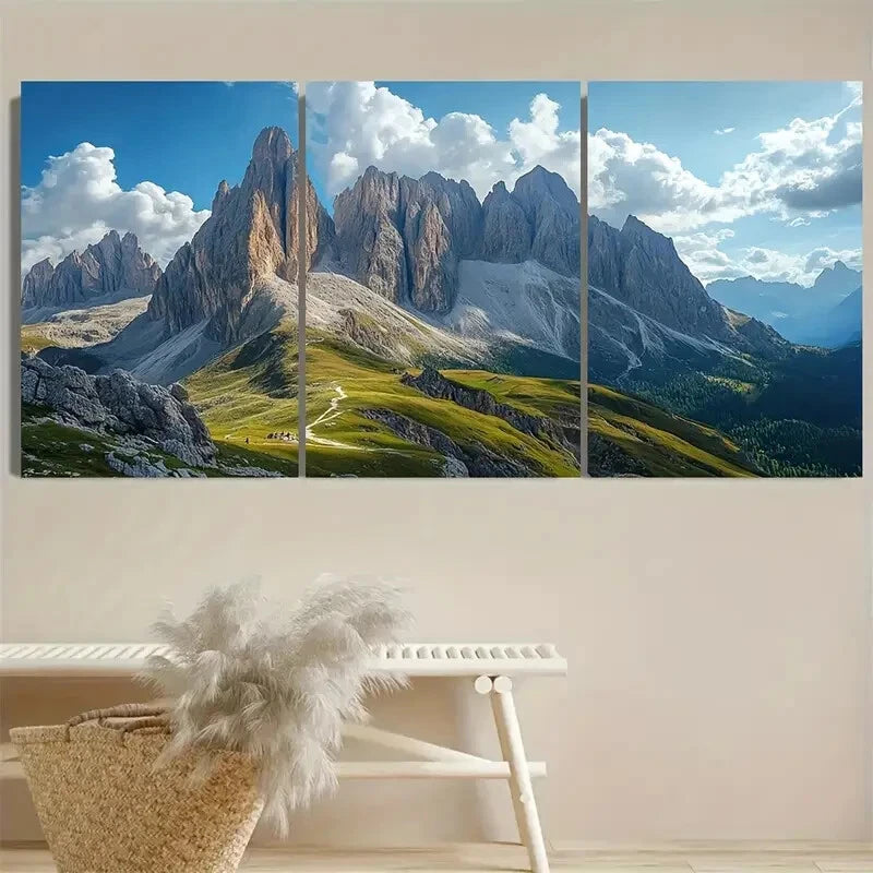 3pcs Dolomites Mountain Landscape Alpine Scenery Metal Print Ready to Hang Art