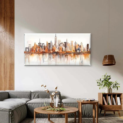 Minimalist NYC Skyline Wall Art Canvas Office Home Room Framed 120x60cm
