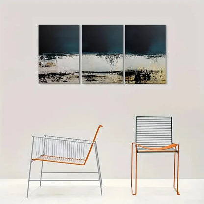 3pcs Black White and Brown Tones Metal Print Ready to Hang Art