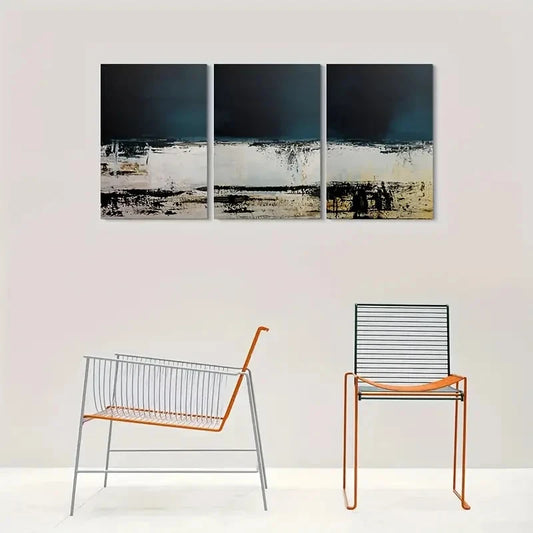 3pcs Black White and Brown Tones Metal Print Ready to Hang Art