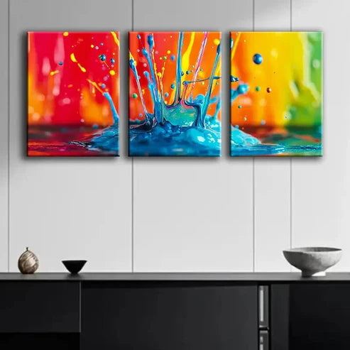3pcs A Vibrant Explosion of Colors Perfect Wall Art Set Canvas Unframed - High Quality Print 100% Australian Made Wall Canvas