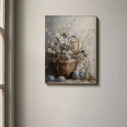 Beautiful Vintage Flower Basket Painting 60x90cm Metal Print Ready to Hang