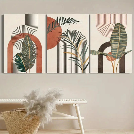 3pcs Tropical Jungle Leaf Desert Metal Print Ready to Hang Art