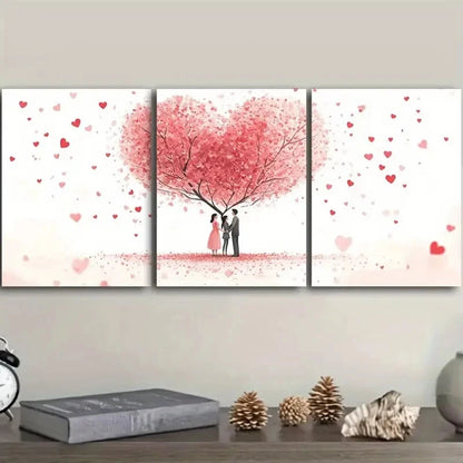 3pcs Lovers under the love tree Metal Print Ready to Hang Art