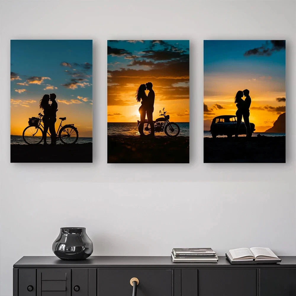 3pcs Paris Eiffel Tower Romantic Paris Street Metal Print Ready to Hang Art