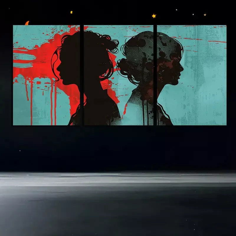 3pcs Silhouette Of Two Woman  Wall Art Set Canvas Framed 50x70cm -  High Quality Print 100% Australian Made Wall Canvas Ready to Hang - Bella Home Decor