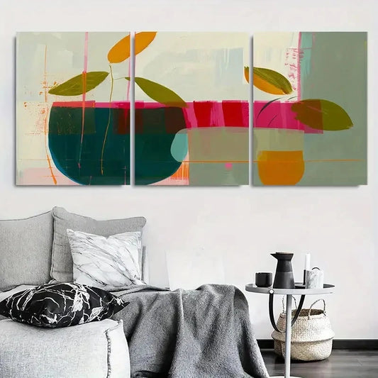 3pcs Vibrant Colorful Plant & Flower Metal Print Ready to Hang Art