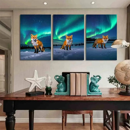 3pcs Fantasy Fox Snowy Vibrant Metal Print Ready to Hang Art