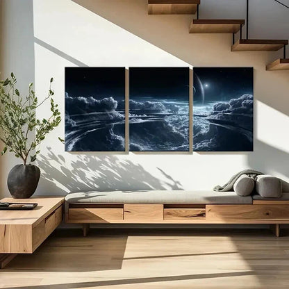 3pcs Fantasy Alien Planet Landscape Universe Wall Art Set Canvas Framed 40x60cm - High Quality Print 100% Australian Made Wall Canvas Ready to Hang