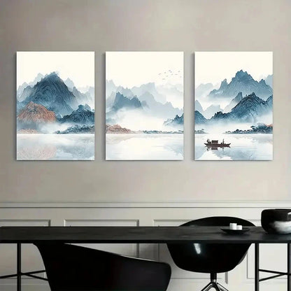3pcs Abstract Light Pattern Mountain Landscape Metal Print Ready to Hang Art