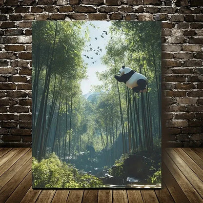 Beautiful Serene Panda in Bamboo Grove 40x60cm Metal Print Ready to Hang