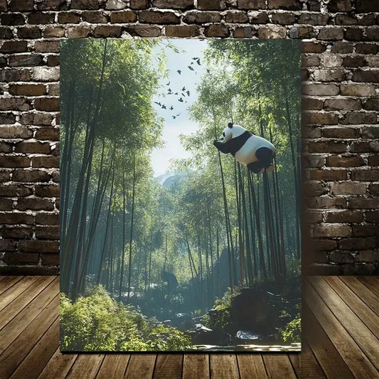 Beautiful Serene Panda in Bamboo Grove 40x60cm Metal Print Ready to Hang