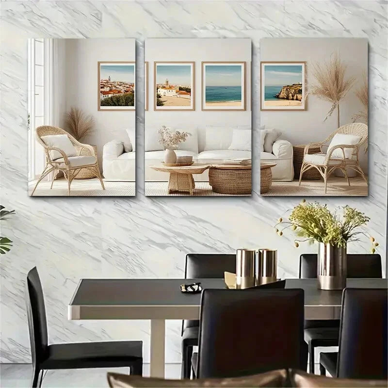 3pcs Albufeira and Cascais Portugal Metal Print Ready to Hang Art