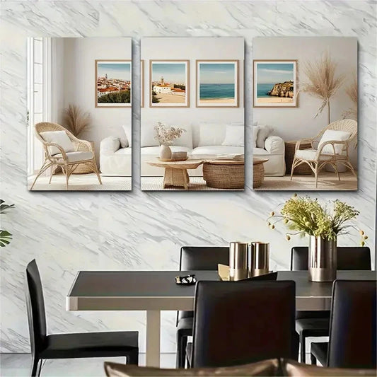3pcs Albufeira and Cascais Portugal Metal Print Ready to Hang Art
