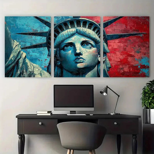 3pcs Statue of Liberty New York City Impasto Metal Print Ready to Hang Art