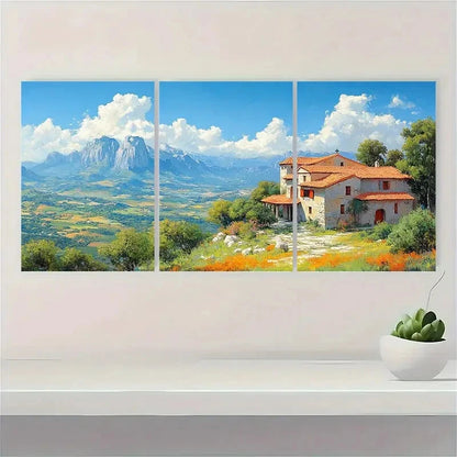 3pcs Meteora Monasteries Panoramic Metal Print Ready to Hang Art
