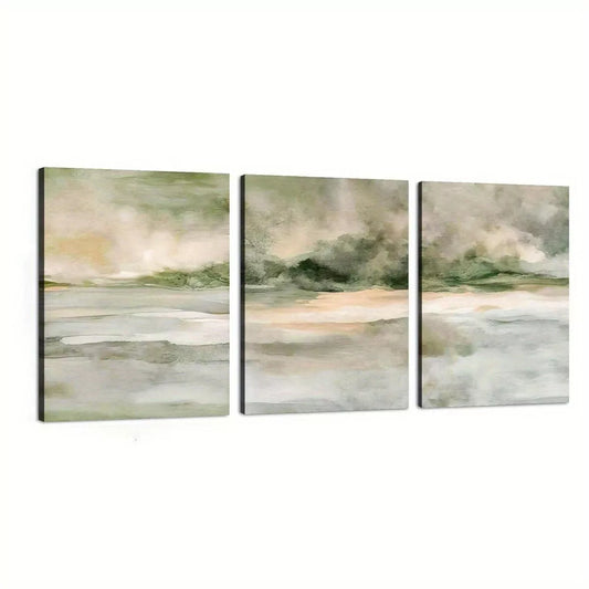3pcs Modern Neutral Abstract Minimalist Scenery  Wall Art Set Canvas Framed 40x60cm - High Quality Print 100% Australian Made Wall Canvas Ready to Hang