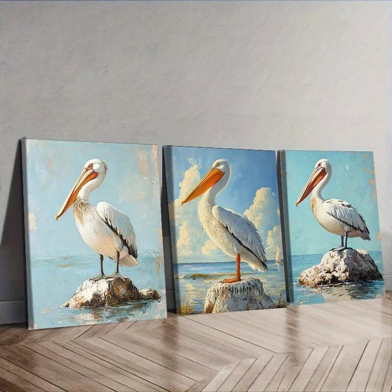 3pcs Pelican Rock Canvas Coastal Area  Wall Art Set Canvas Framed 40x60cm - High Quality Print 100% Australian Made Wall Canvas Ready to Hang
