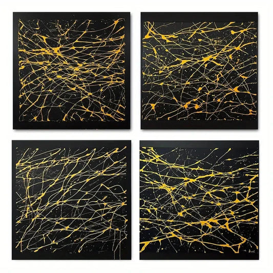 4pcsBlack & GoldenWall Art Canvas Framed